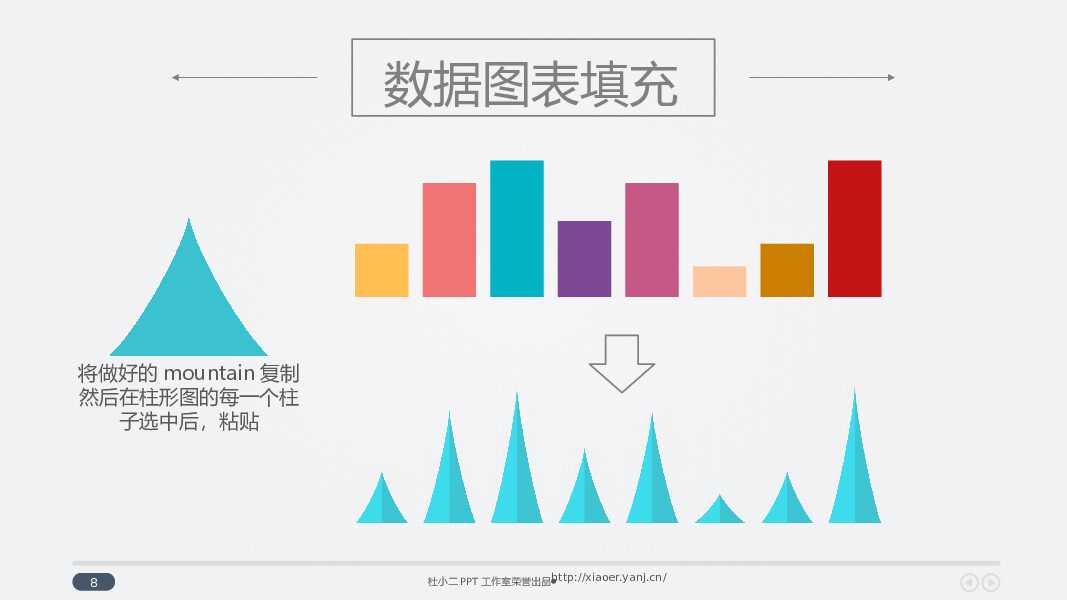 创意山形PPT柱形图制作教程