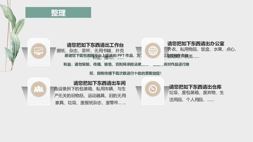 水彩叶子6S管理培训课件PPT模板