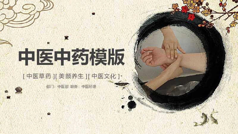 中国风水墨中草药中医学针灸健康养生PPT模板