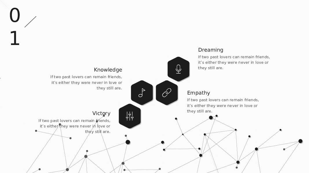 创意极简黑灰点线设计PPT模板