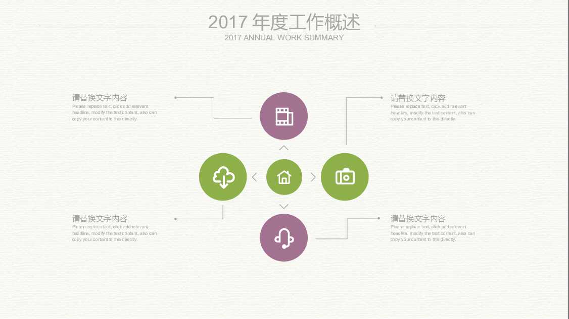 欧式绿紫色花纹简约学术培训报告PPT模板